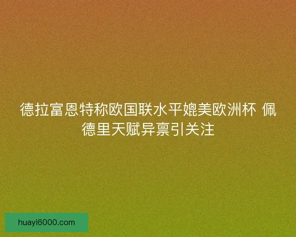 德拉富恩特称欧国联水平媲美欧洲杯 佩德里天赋异禀引关注