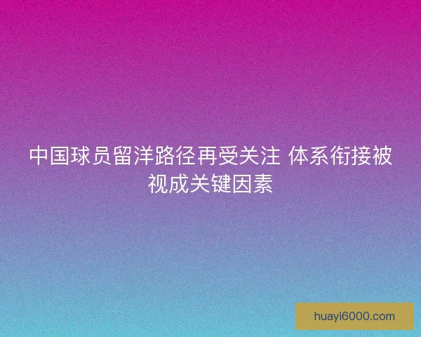 中国球员留洋路径再受关注 体系衔接被视成关键因素 中国球员留洋路径再受关注 体系衔接被视成关键因素